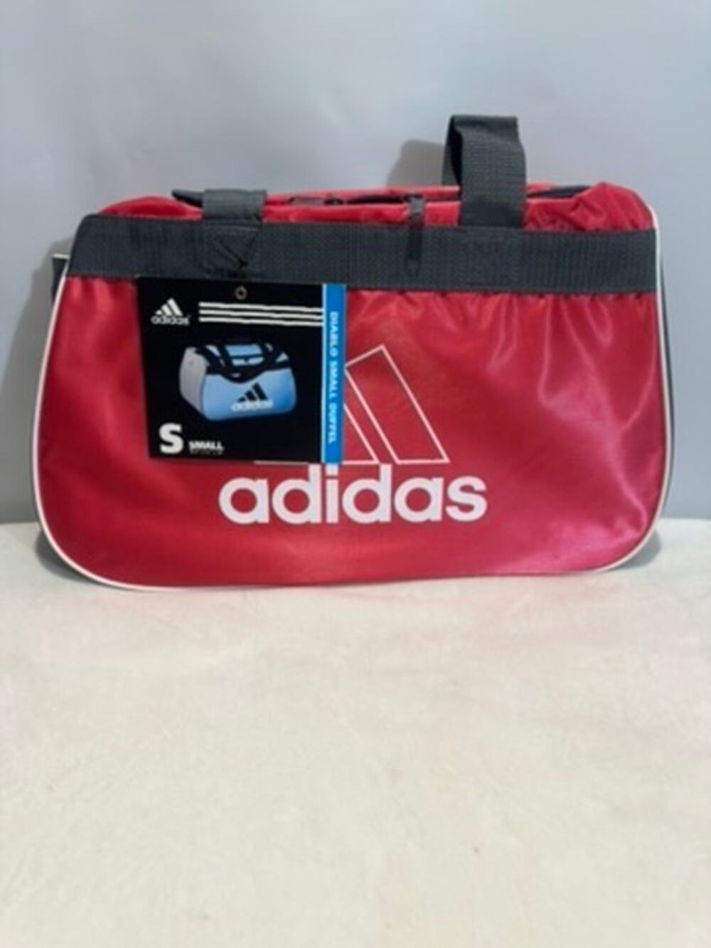 Adidas Diablo Small Duffel Bag Gym Sport Travel Luggage Scarlet Red Gray NWT